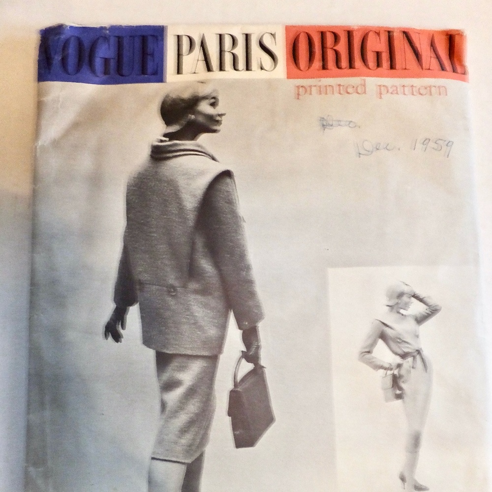 1957 Vintage VOGUE PARIS Original 1396- SEWING PATTERN Dress & Jacket COMPLETE